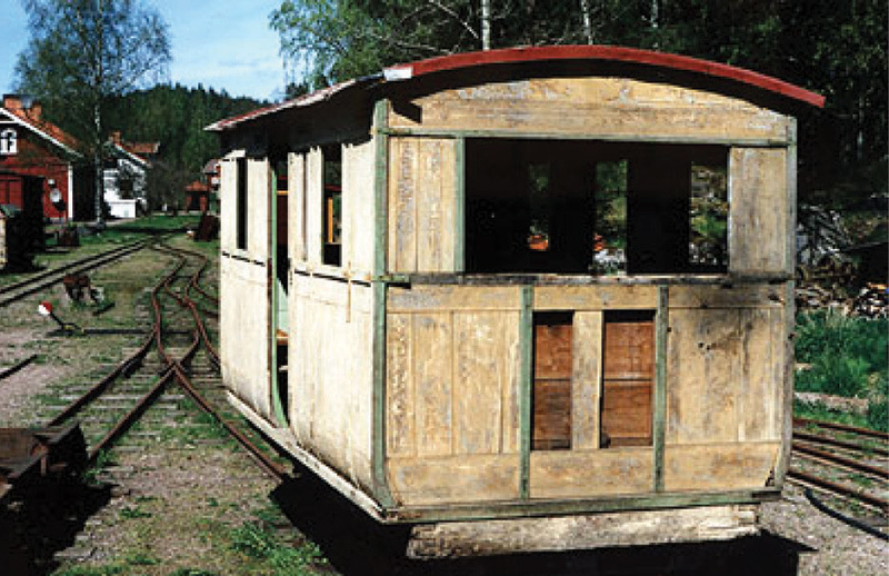 Passagerarvagnen som användes av baron Adelswärd, när han reste mellan Åtvidaberg och Bersbo. Foto Hans Blomberg.