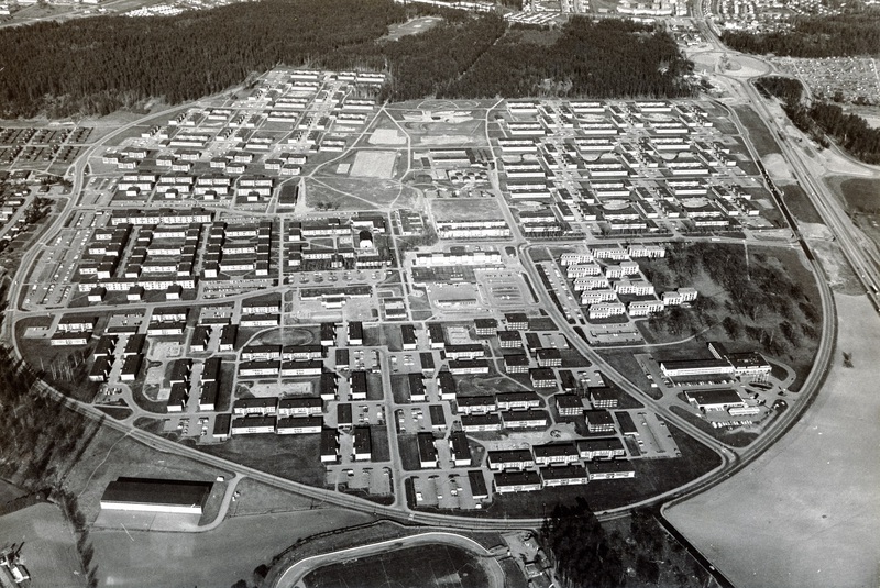 Flygfoto över Ryd 1975 från Linköpings kommuns byggnadsnämnd Bild: Linköpings stadsarkiv